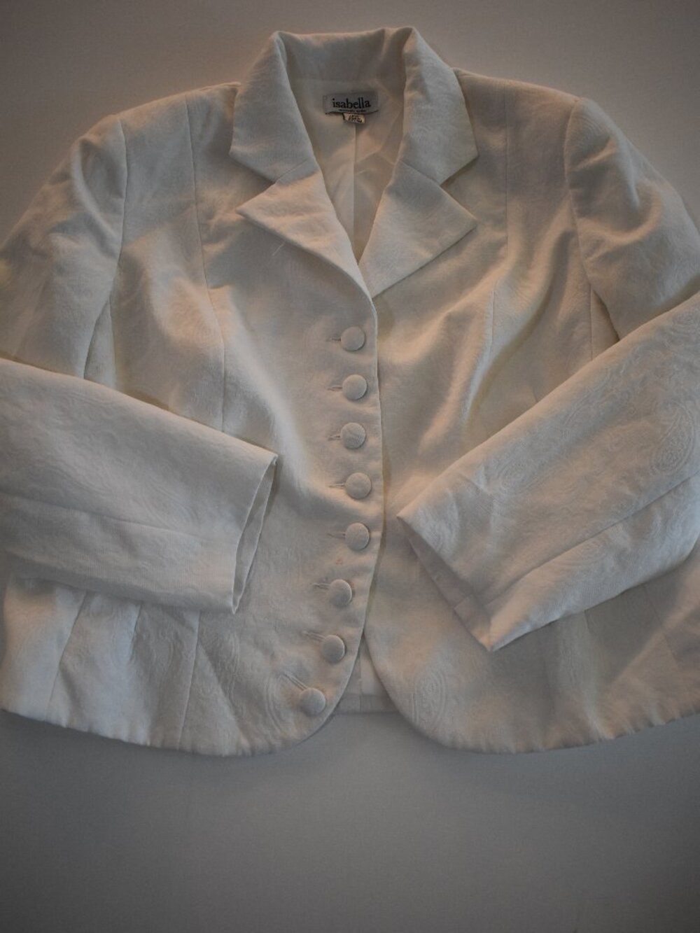 Isabella Women's Suits White Textured Blazer Jacket – Plus Size 18W Tailored